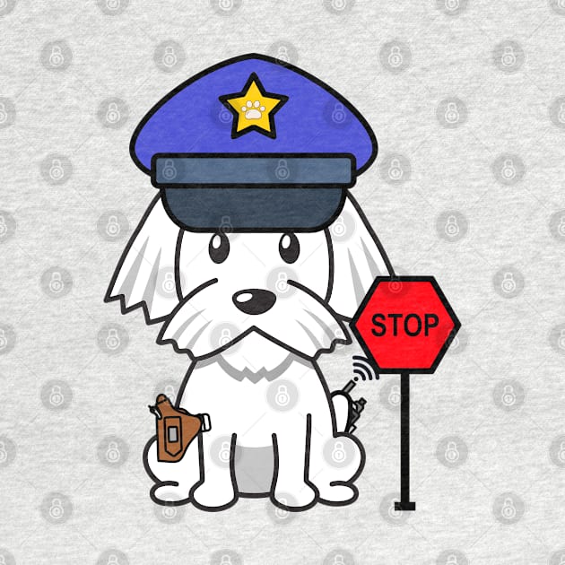 Cute white dog is a police by Pet Station